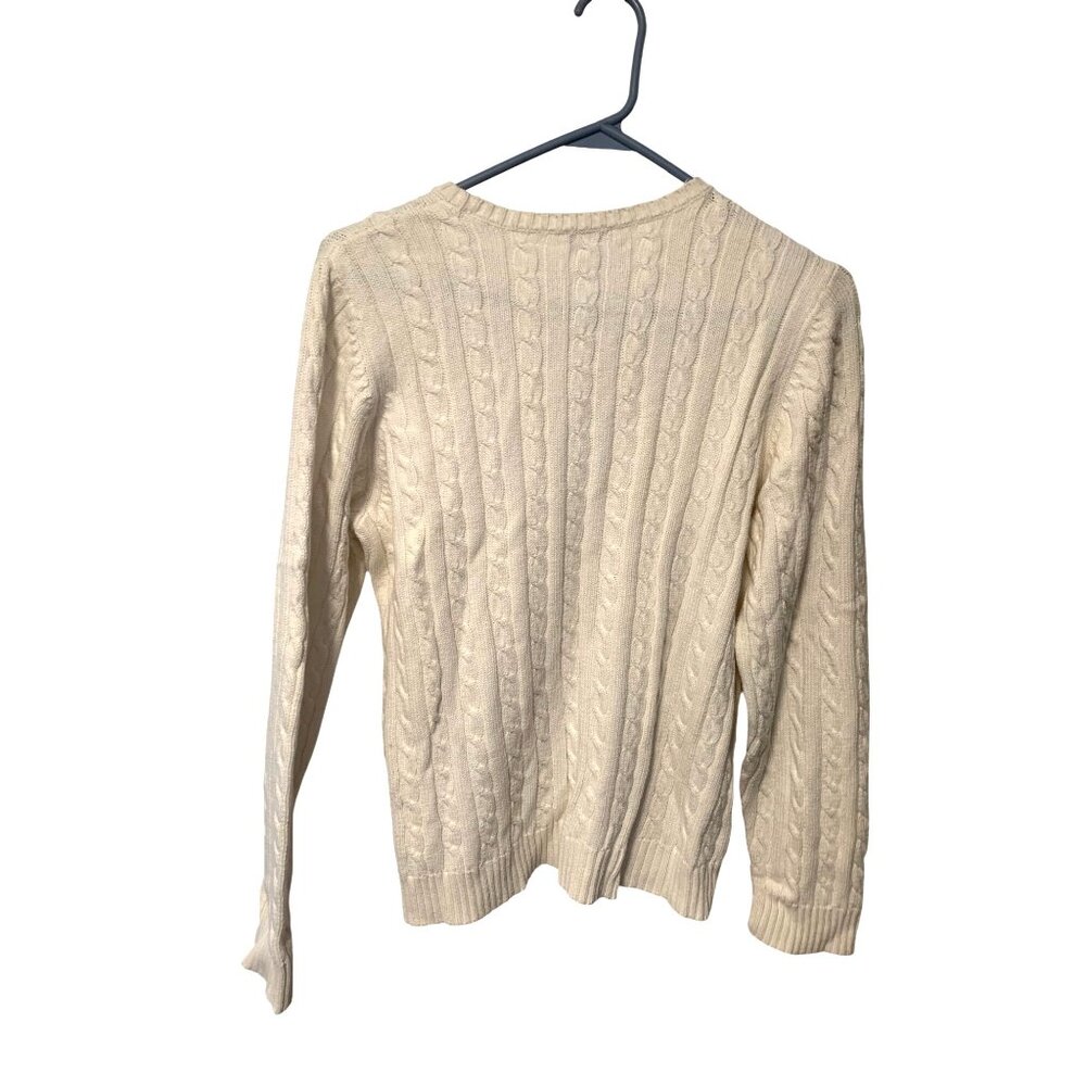 Vintage Y2K Charter Club Womens Size Large White Crew Neck Pullover Cable Knit S - Picture 4 of 4